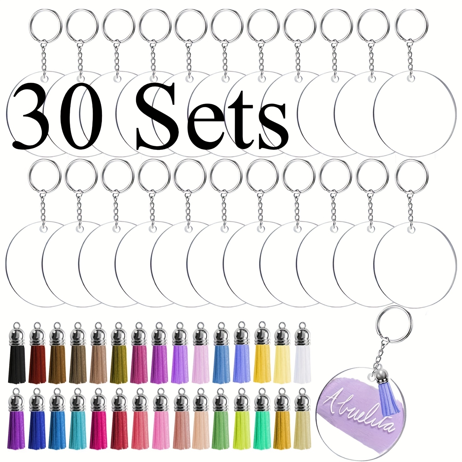 Patent Leather Shine - 30Sets DIY Classics Fashion Tassel Keychain