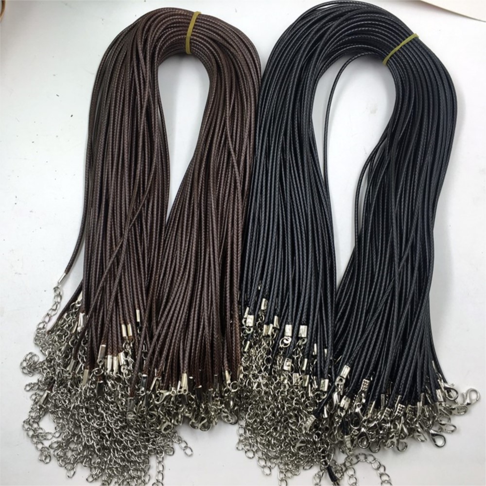 20pcs 45cm Brown Waxed Necklac - Patent Leather Shine บทวิจารณ์และราคา