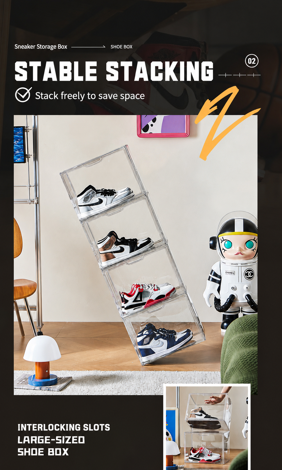 Clear Stackable Shoe Box with  - Sneaker Care Shoe Box บทวิจารณ์และราคา